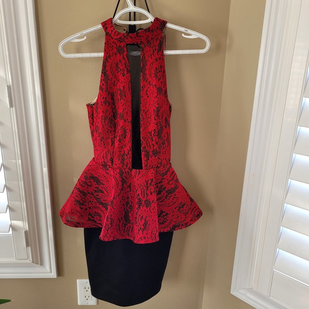 Red Lace Peplum dress